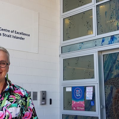 Dr Debra Askew outside her office